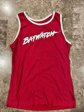 Baywatch Malibu Beach Patrol Tank Top Red & White Small